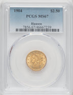 1904 $2.50 Liberty Quarter Eagle PCGS MS67