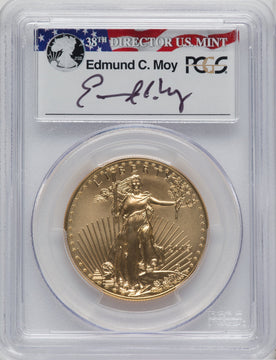 2015-W $50 One-Ounce Gold Eagle First Day of Issue - Denver Moy Signature PCGS SP70