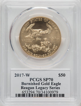 2017-W $50 Gold Eagle Burnished Michael Reagan PCGS SP70