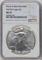 2023-(W) $1 Silver Eagle Struck at West Point NGC MS70