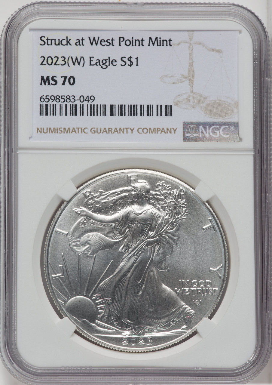 2023-(W) $1 Silver Eagle Struck at West Point NGC MS70