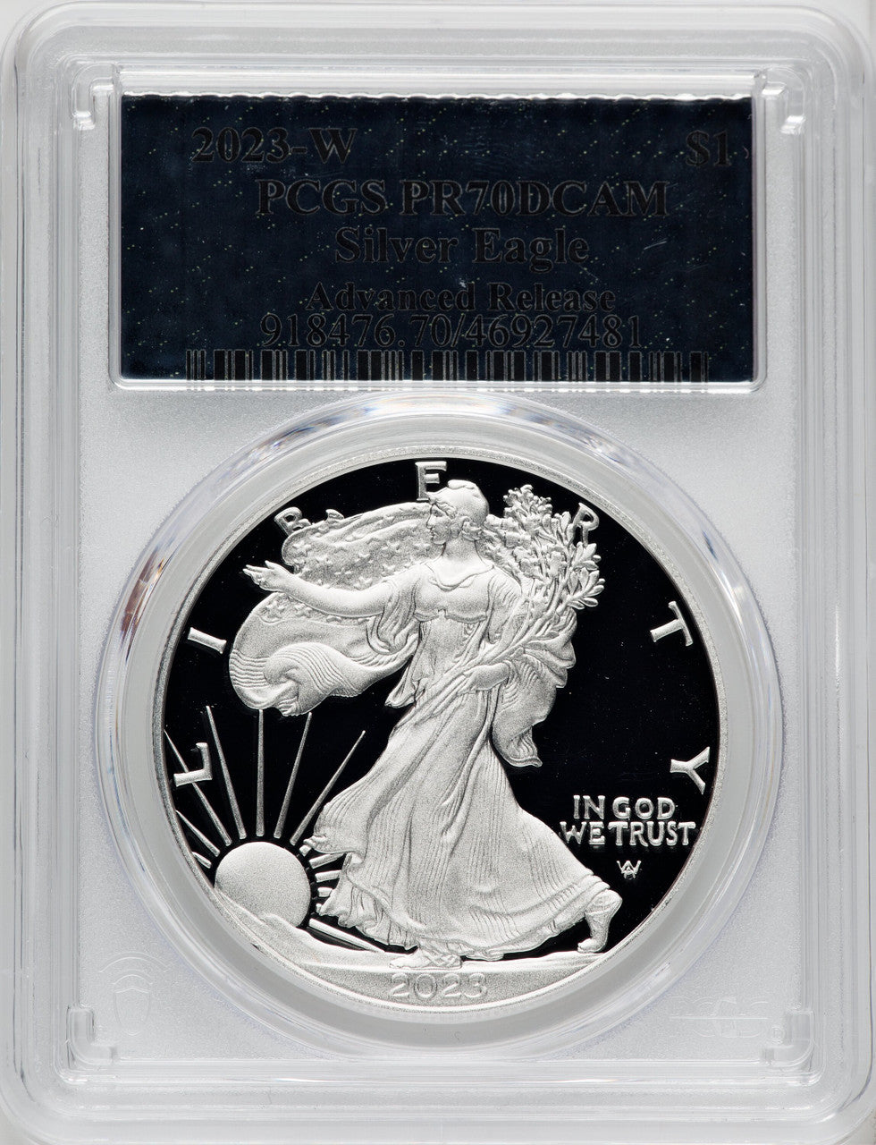 2023-W $1 Silver Eagle Advanced Release AR Silver Foil PCGS PR70