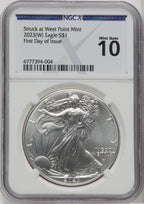 2023-(W) $1 Silver Eagle Struck at West Point First Day of Issue NGCX MS10