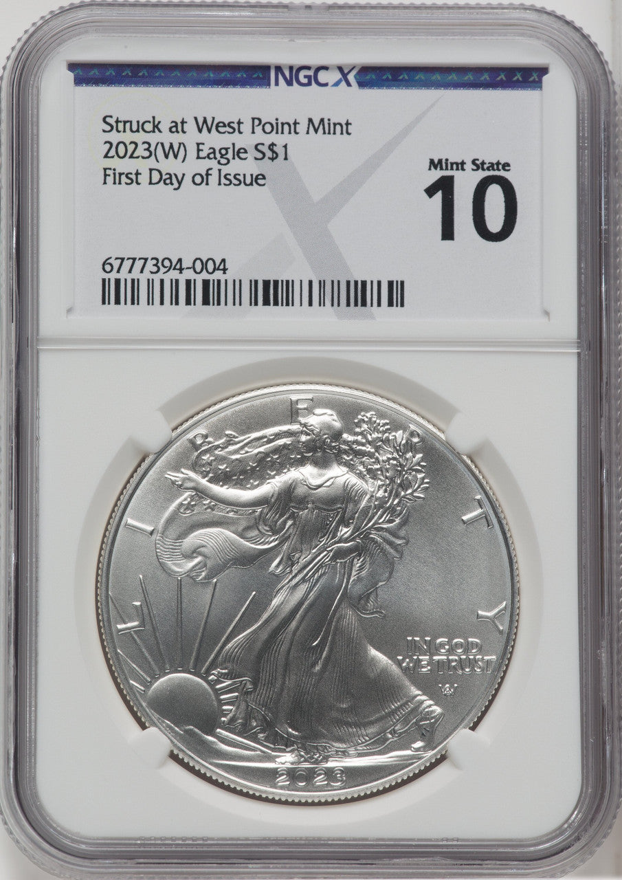 2023-(W) $1 Silver Eagle Struck at West Point First Day of Issue NGCX MS10