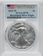 2023-W S$1 Silver Eagle Burnished First Strike PCGS SP70