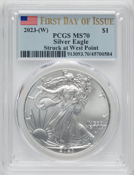 2023-(W) $1 Silver Eagle Struck at West Point First Day of Issue PCGS MS70