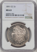 1891-CC $1 Morgan Dollar NGC MS63