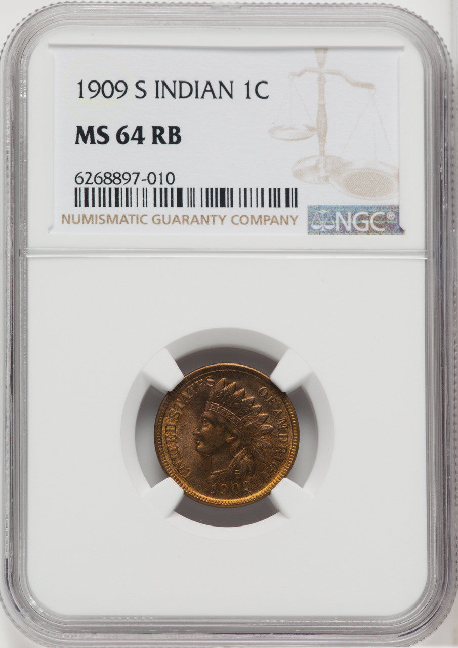 1909-S 1C Indian RB Indian Cent NGC MS64