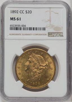 1892-CC $20 Liberty Double Eagle NGC MS61