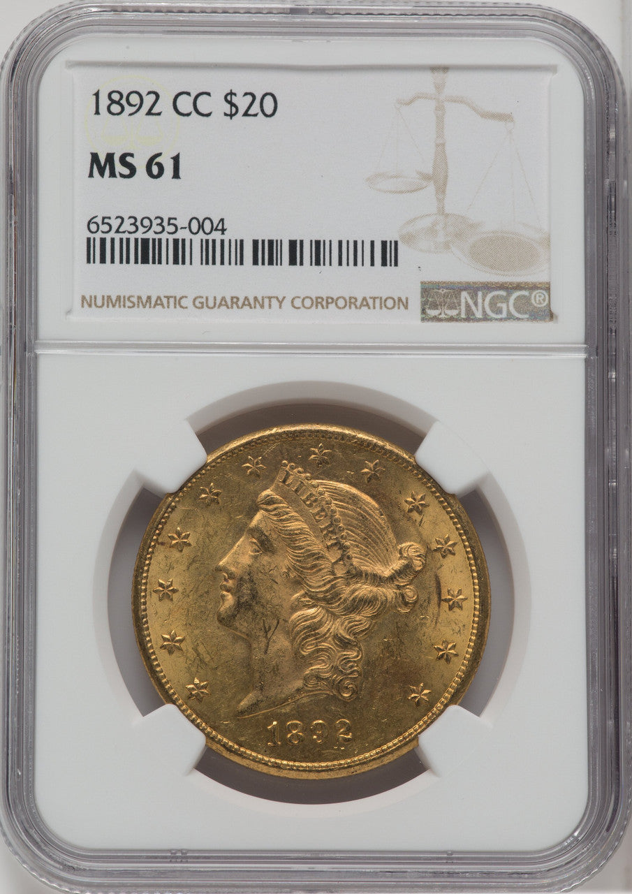 1892-CC $20 Liberty Double Eagle NGC MS61
