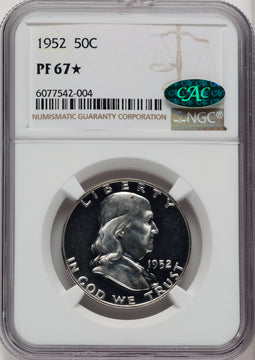 1952 50C CAC Proof Franklin Half Dollar NGC PR67