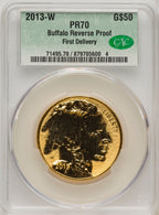2013-W $50 One-Ounce Gold Buffalo Reverse Proof First Strike CACG PR70