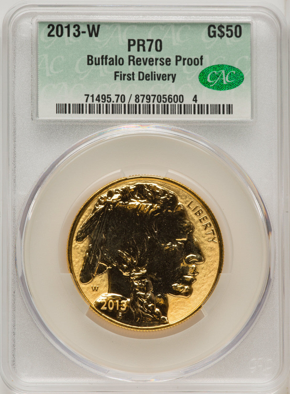 2013-W $50 One-Ounce Gold Buffalo Reverse Proof First Strike CACG PR70