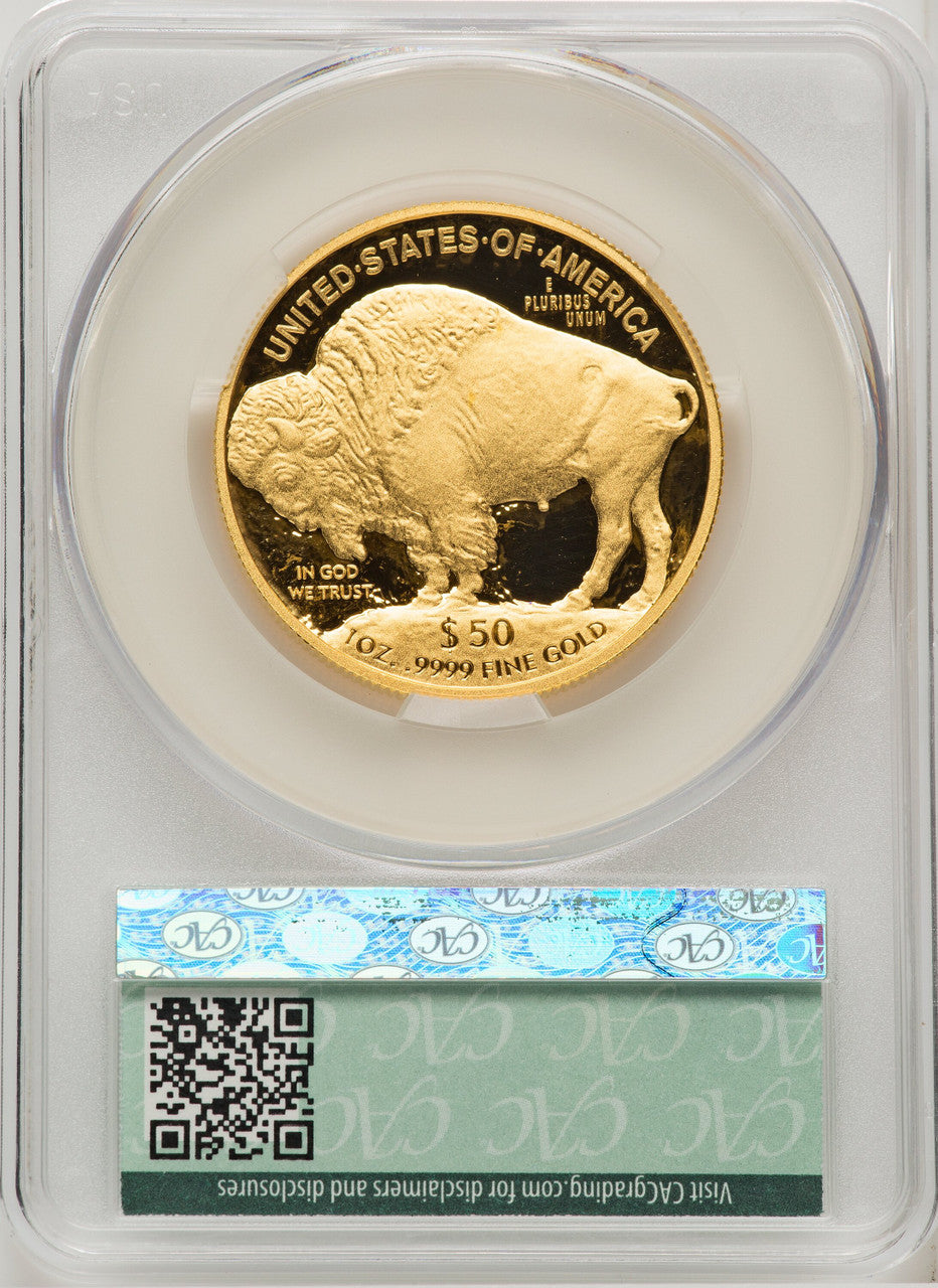 2008-W $50 One-Ounce Gold Buffalo .9999 Fine Gold Brown Label CACG PR70