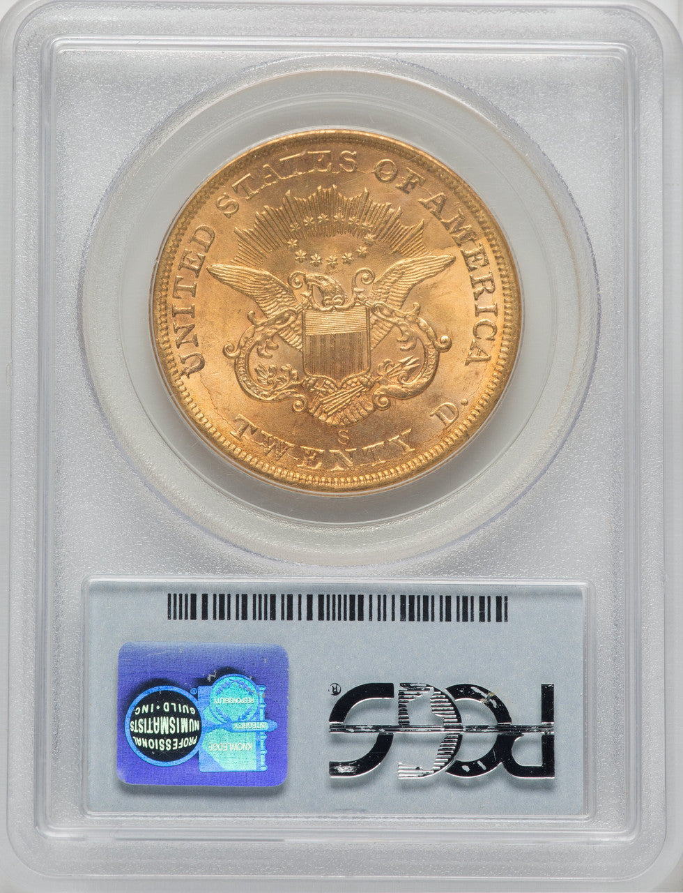 1865-S $20 Liberty Double Eagle PCGS MS63