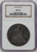 1859-S S$1 Seated Dollar NGC AU55