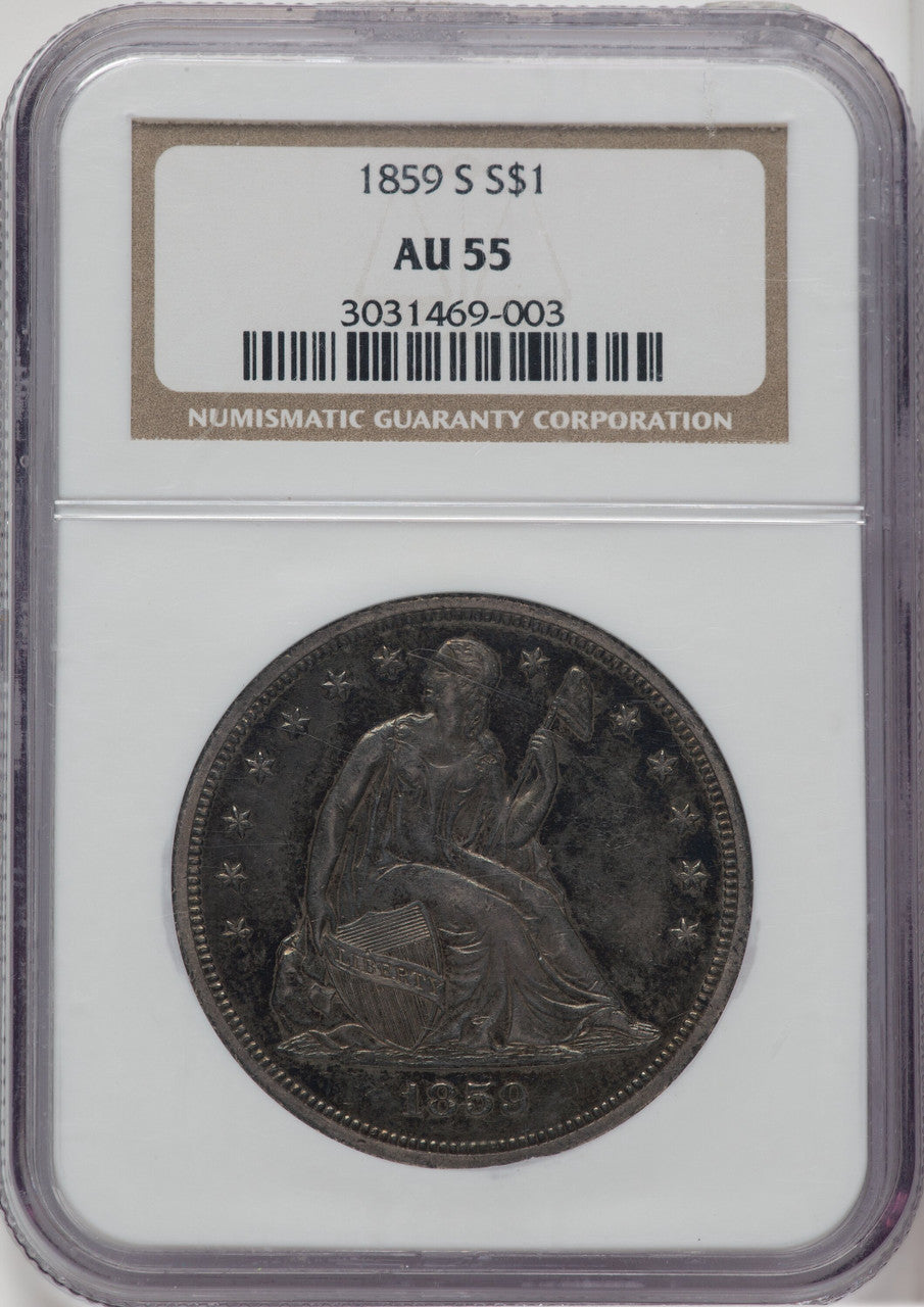 1859-S S$1 Seated Dollar NGC AU55