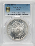 1878 7/8TF $1 WEAK Morgan Dollar PCGS MS65