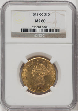 1891-CC $10 Liberty Eagle NGC MS60