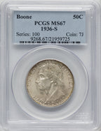1936-S 50C Boone Commemorative Silver PCGS MS67