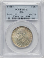 1936 50C Boone Commemorative Silver PCGS MS67