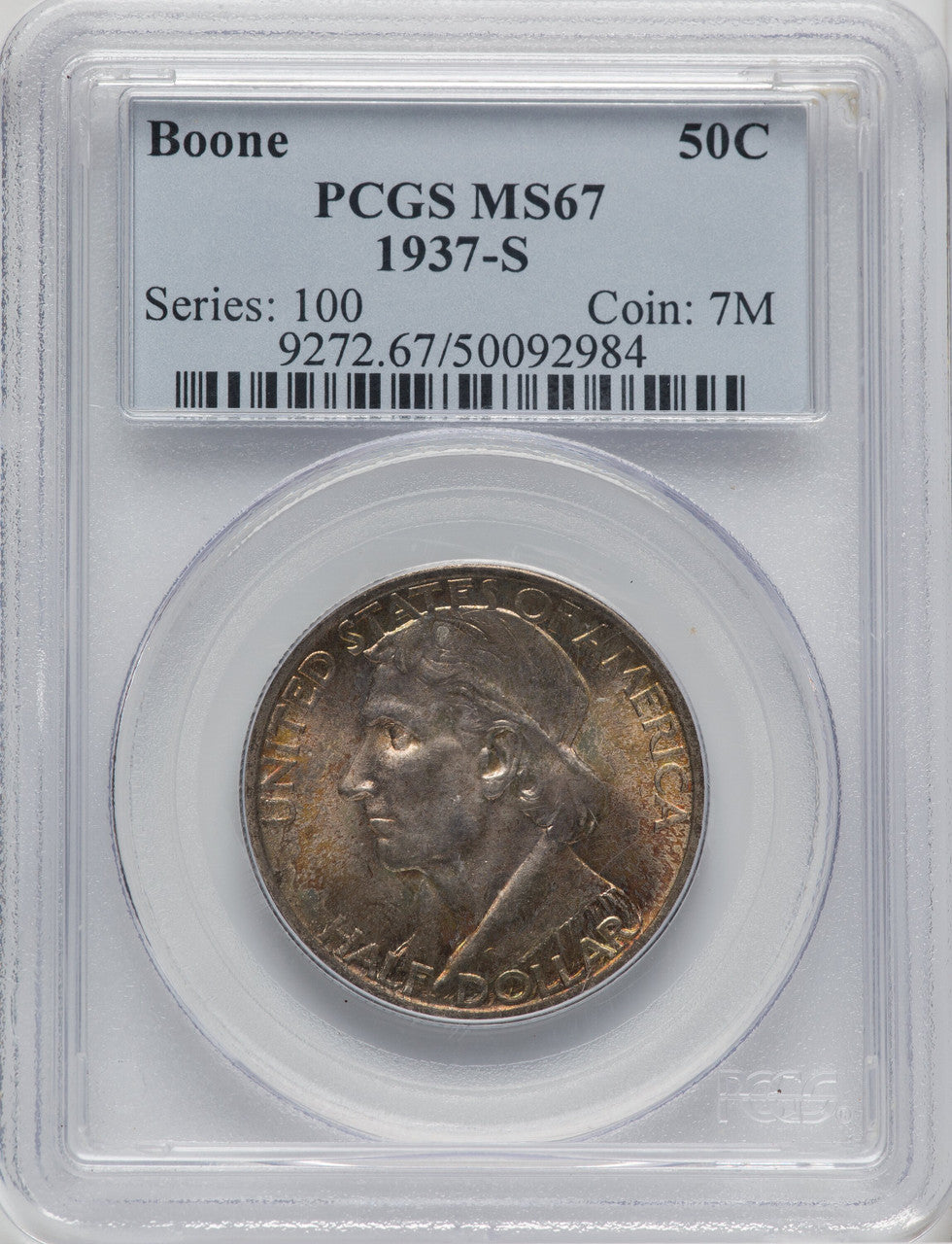 1937-S 50C Boone Commemorative Silver PCGS MS67