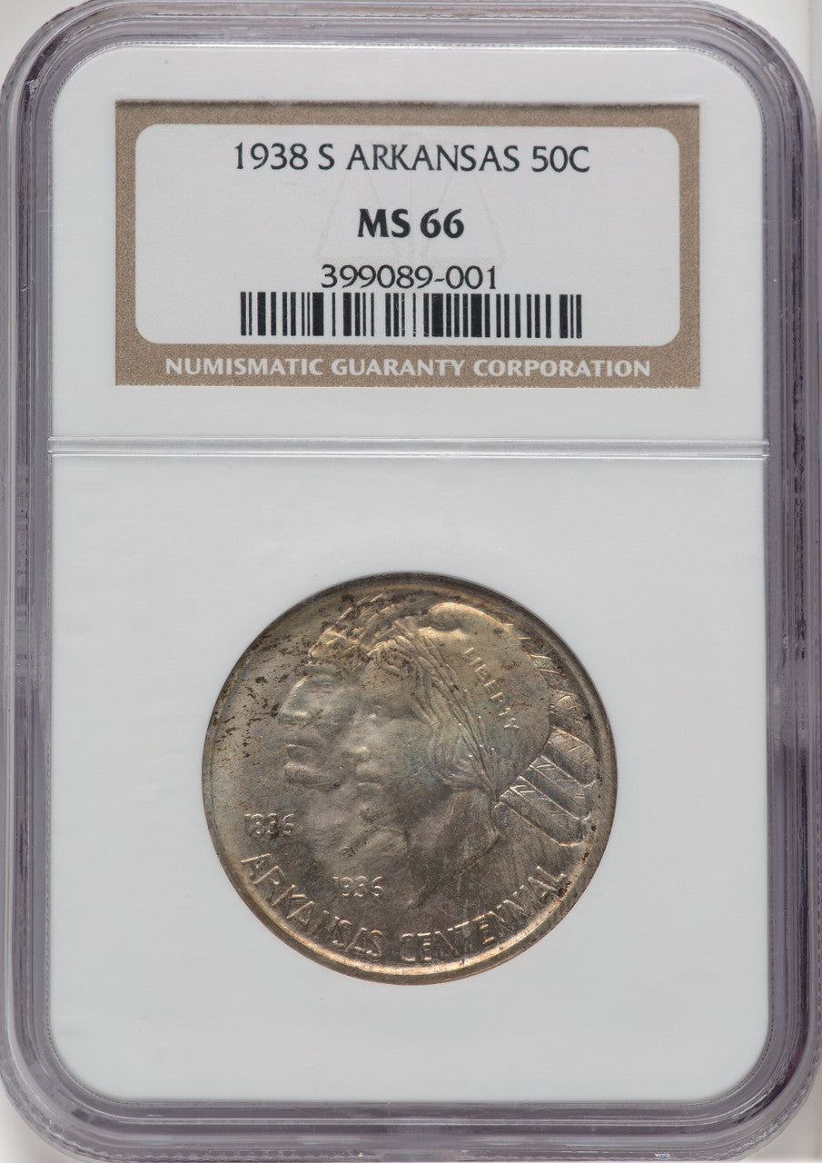 1938-S 50C Arkansas Commemorative Silver NGC MS66