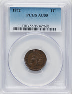 1872 1C BN Indian Cent PCGS AU55