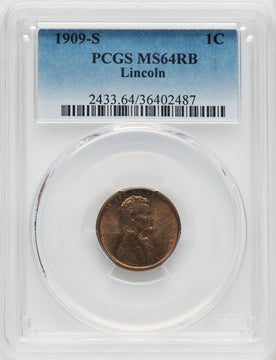 1909-S 1C Lincoln RB Lincoln Cent PCGS MS64