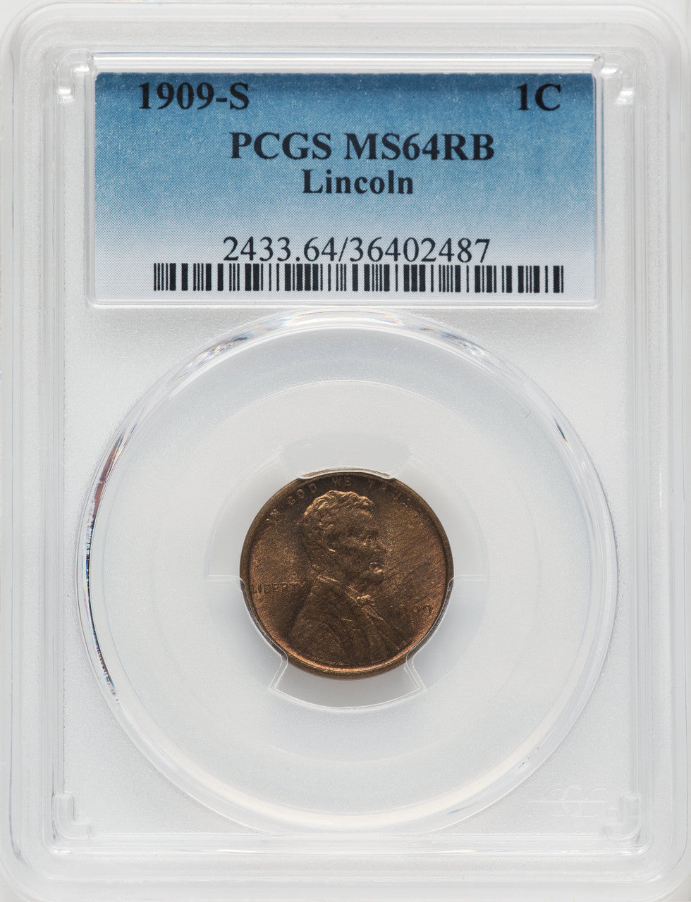 1909-S 1C Lincoln RB Lincoln Cent PCGS MS64