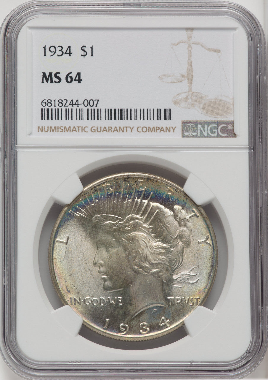 1934 $1 Peace Dollar NGC MS64