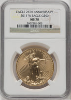 2011-W $50 Gold Eagle 25th Anniversary NGC MS70