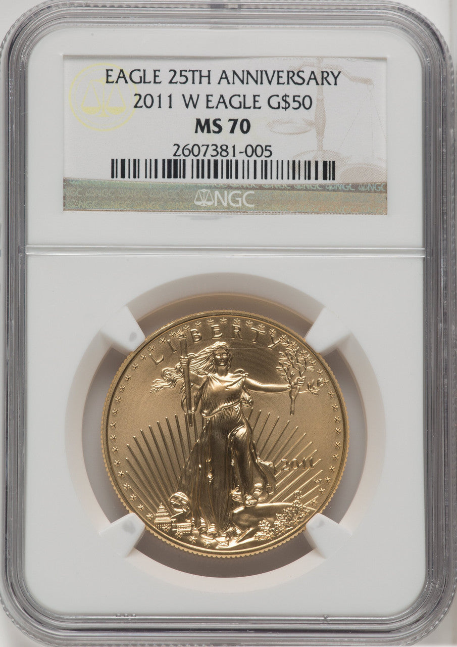 2011-W $50 Gold Eagle 25th Anniversary NGC MS70