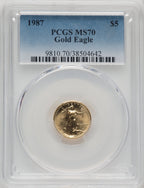 1987 $5 Tenth-Ounce Gold Eagle PCGS MS70 (765229013)