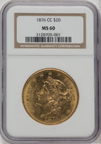 1876-CC $20 Liberty Double Eagle NGC MS60