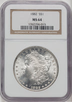 1882 $1 Morgan Dollar NGC MS64