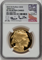 2019-W $50 One-Ounce American Buffalo .9999 Fine Gold Mike Castle Signature NGC PF70