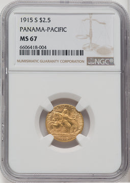 1915-S $2.50 Panama-Pacific Quarter Eagle Commem Gold NGC MS67