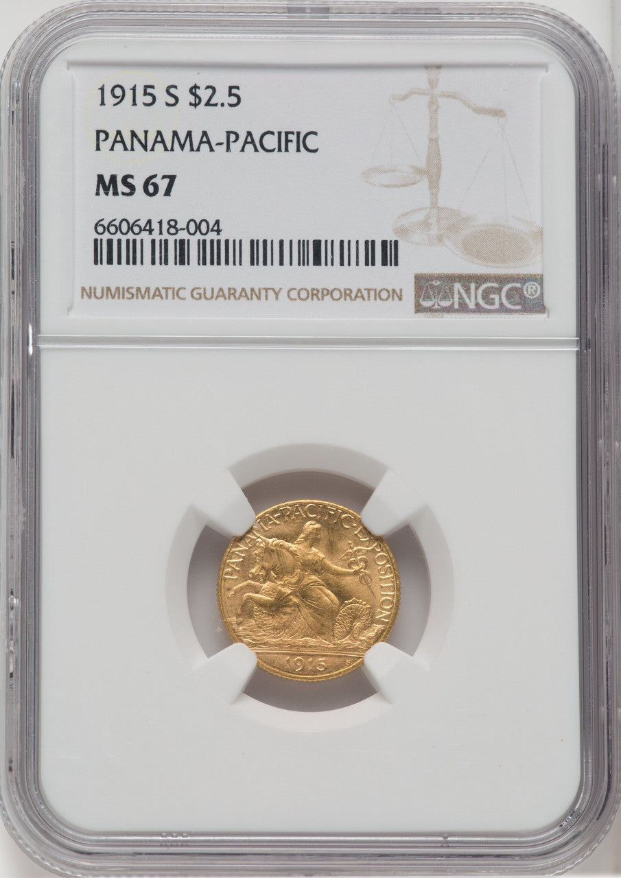 1915-S $2.50 Panama-Pacific Quarter Eagle Commem Gold NGC MS67