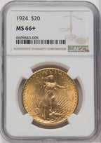 1924 $20 Saint Saint-Gaudens Double Eagle NGC MS66+ (757545032)