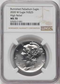 2020-W $25 Palladium Brown Label NGC MS70