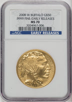 2008-W $50 One-Ounce Gold Buffalo First Strike NGC MS70