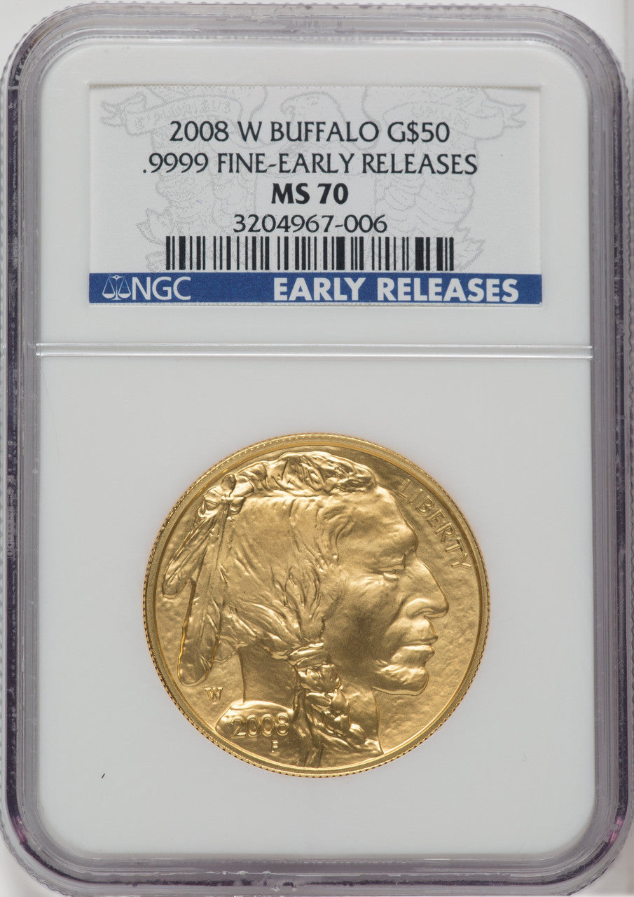 2008-W $50 One-Ounce Gold Buffalo First Strike NGC MS70