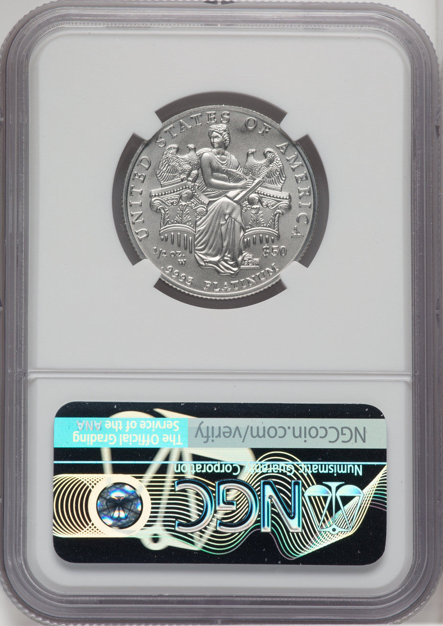 2006-W $50 Half-Ounce Platinum Eagle First Strike Burnished Mike Castle Signature NGC MS70