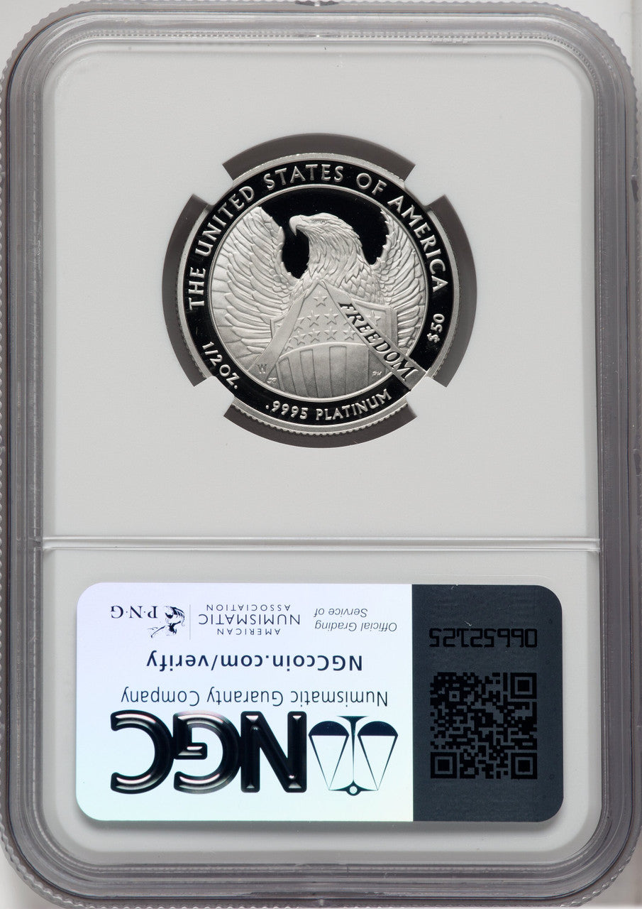 2007-W $50 Half-Ounce Platinum Eagle Statue of Liberty Mike Castle Signature NGC PF70