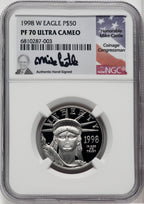 1998-W $50 Half-Ounce Platinum Eagle Mike Castle Signature NGC PF70