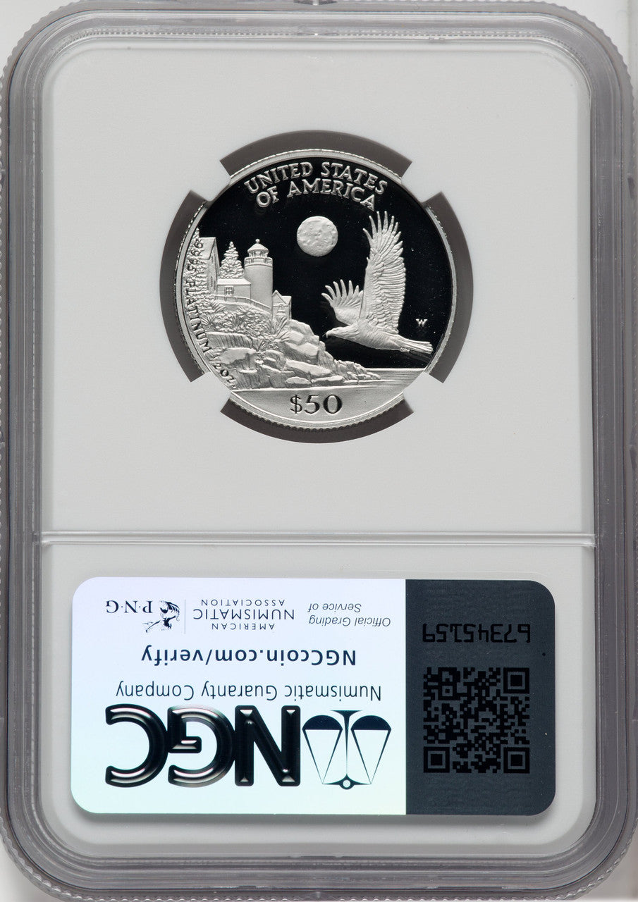 1998-W $50 Half-Ounce Platinum Eagle Mike Castle Signature NGC PF70