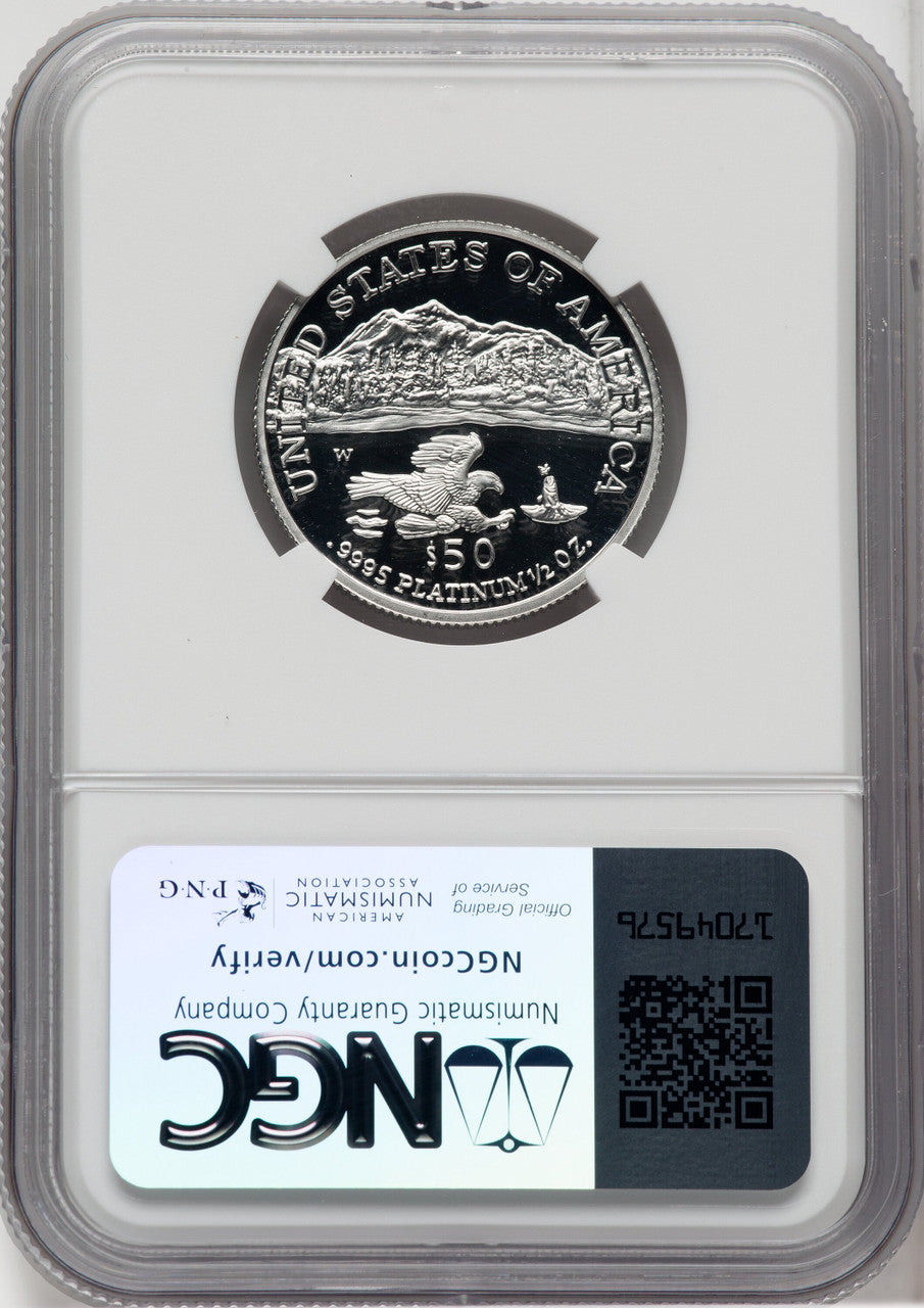 2002-W $50 Half-Ounce Platinum Eagle Mike Castle Signature NGC PF70