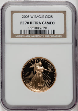 2003-W $25 Half-Ounce Gold Eagle Brown Label NGC PF70