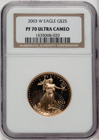 2003-W $25 Half-Ounce Gold Eagle Brown Label NGC PF70